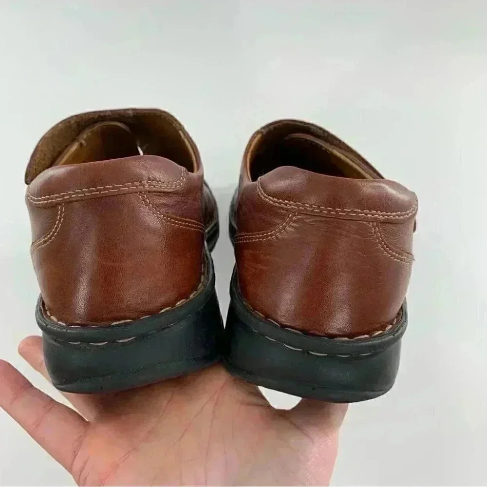 Josef Seibel womens flats 39 8-8.5 brown leather sticky strap walking comfort